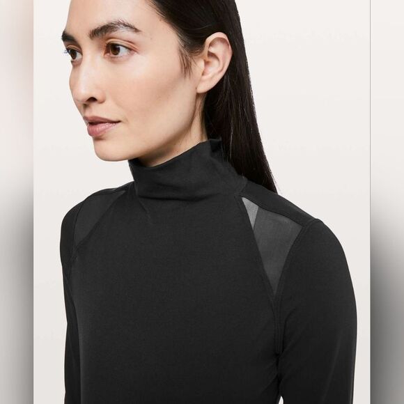 NWOT Lululemon Ethereal Mock Neck Black Long Sleeve Tee Size 8 Medium - Picture 4 of 7